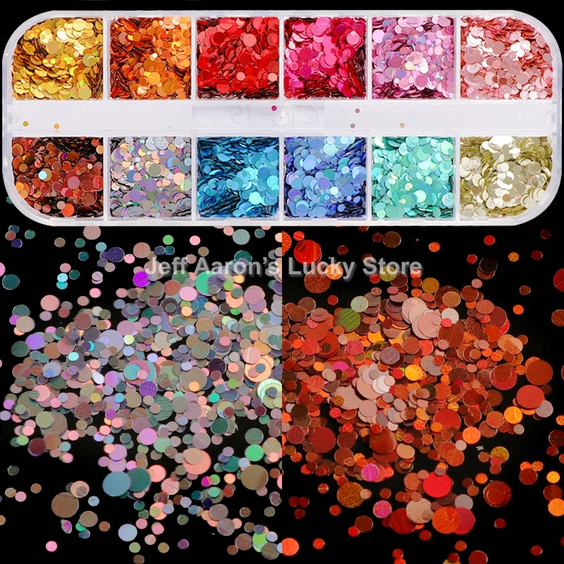 Смешанные 12 цветов голографические блестящие украшения для ногтей блестки порошок поддельные ногти аксессуары маникюрный акриловый набор для ногтей