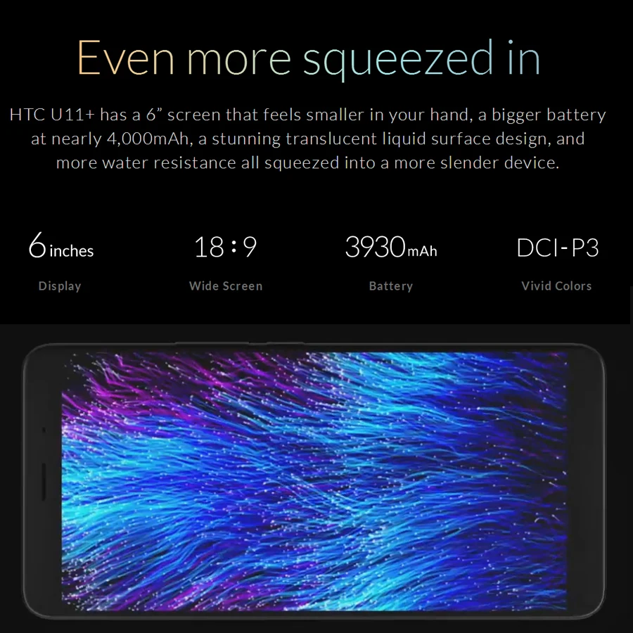 Мобильный телефон htc U11 Plus U11+ 4G LTE, 6 ГБ+ 128 Гб, Восьмиядерный процессор Snapdragon 835, 6,0 дюймов, IP68, 1440x2880 P, Android 8,0, смартфон