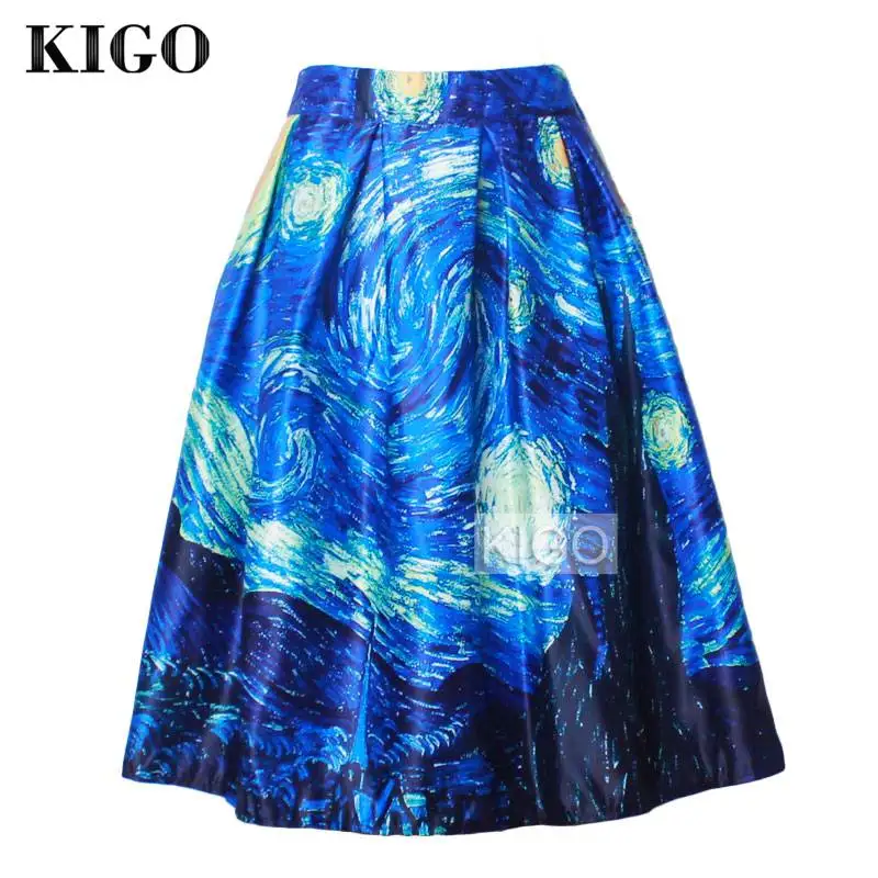 Летняя плиссированная ретро-юбка KIGO винтажная юбка-пачка с высокой талией и
