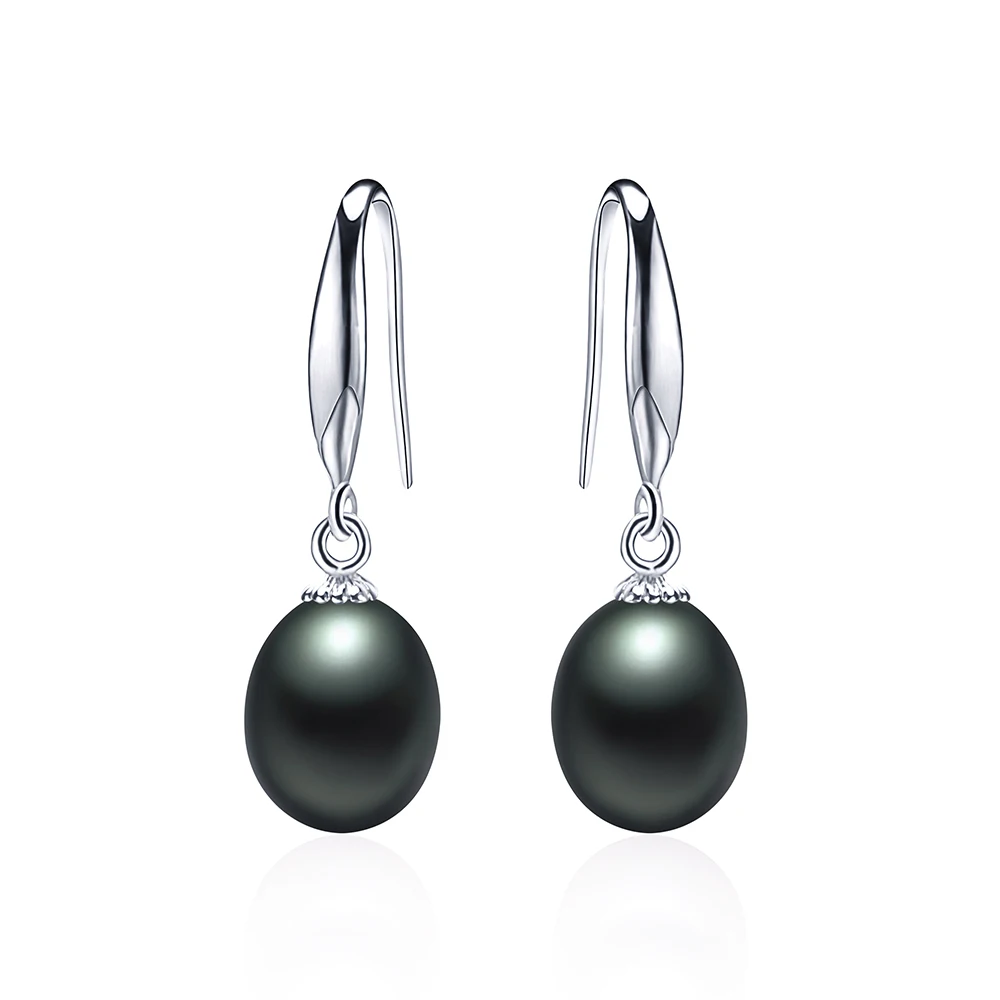 black pearl Низкая цена, классические 925 пробы серебряные серьги-капли с настоящим жемчугом для женщин, модные белые серьги с натуральным пресноводным жемчугом, хорошее ювелирное изделие - Цвет камня: black pearl
