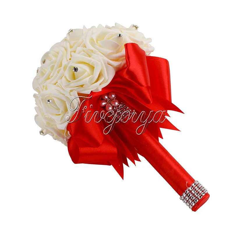18x23 см Свадебный букет невесты аискусственная Роза цветок лента жемчужина Posy