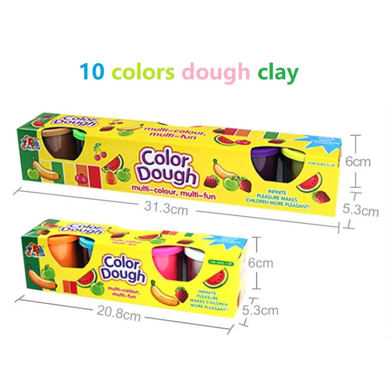 10 colors Детский игровой набор для теста, набор для моделирования пластилина, набор инструментов, сделай сам, дизайнерский комод для волос, модель мороженого, игровой домик, игрушки, 3D подарок - Цвет: 10 colors