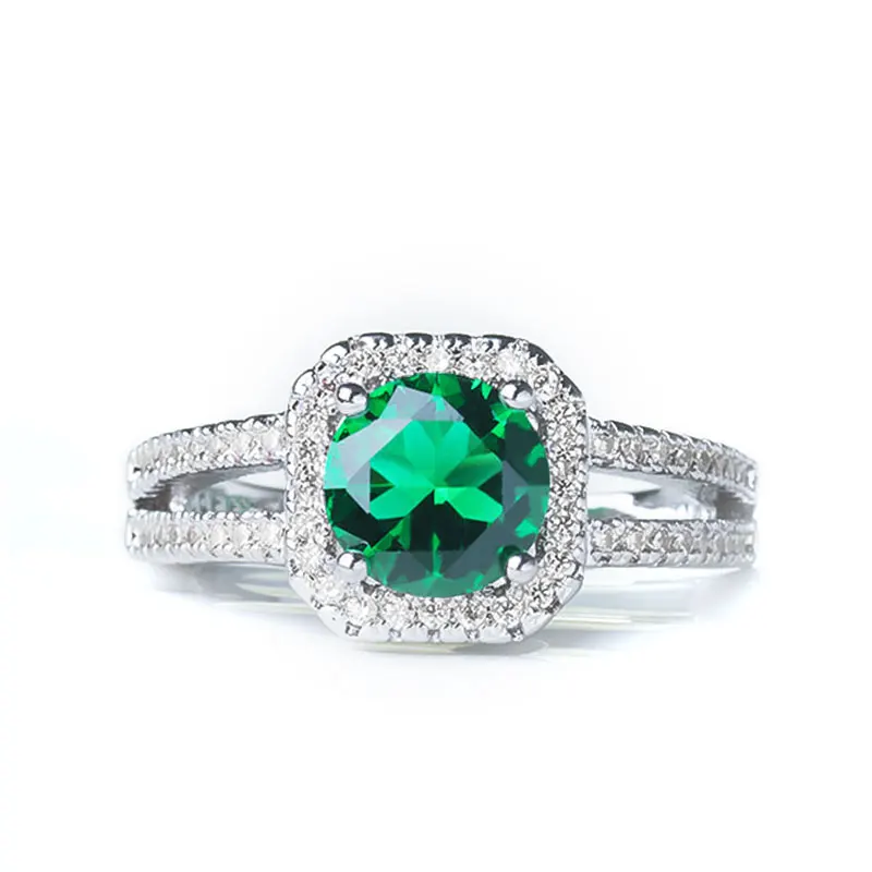 Green H: HYDE, классическое, 9 цветов, 1Ct, AAA, CZ, обручальное кольцо для Wom, очаровательное кольцо с кубическим цирконием, ювелирные изделия, вечерние, подарок, anillos mujer - Цвет основного камня: Green