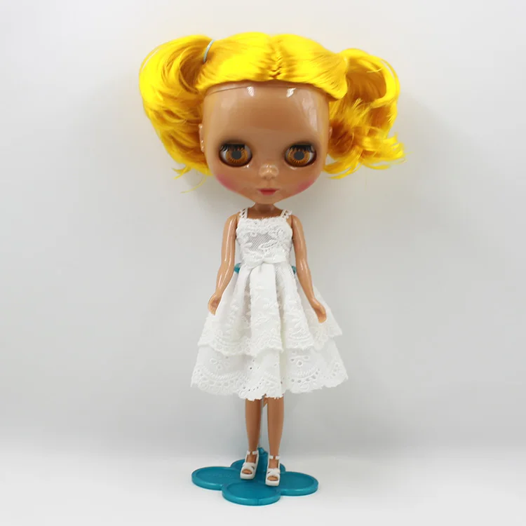 Бесплатная доставка желтая короткая кукла для волос|blythe nude doll|nude dollhair blythe |