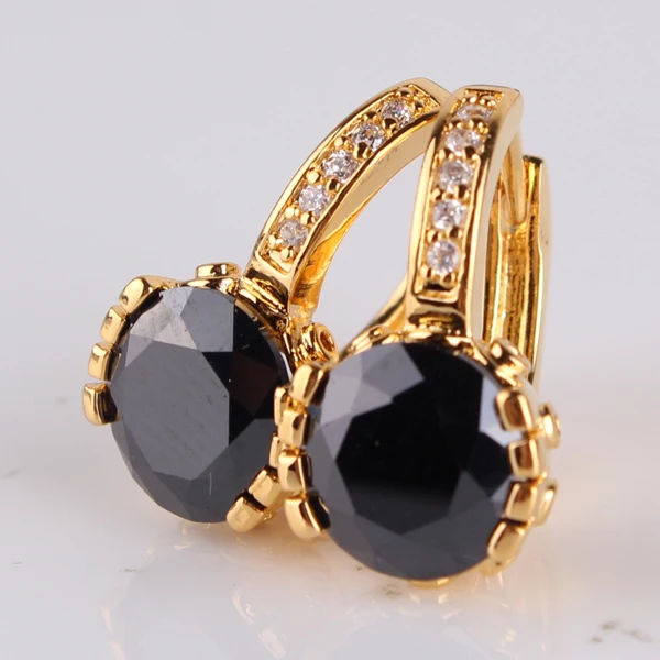 GULICX Fashion Earrings cz Brand Yellow Gold-color Earing White Crystal Cubic Zirconia Hoop Wedding Jewelry E026 | Украшения и