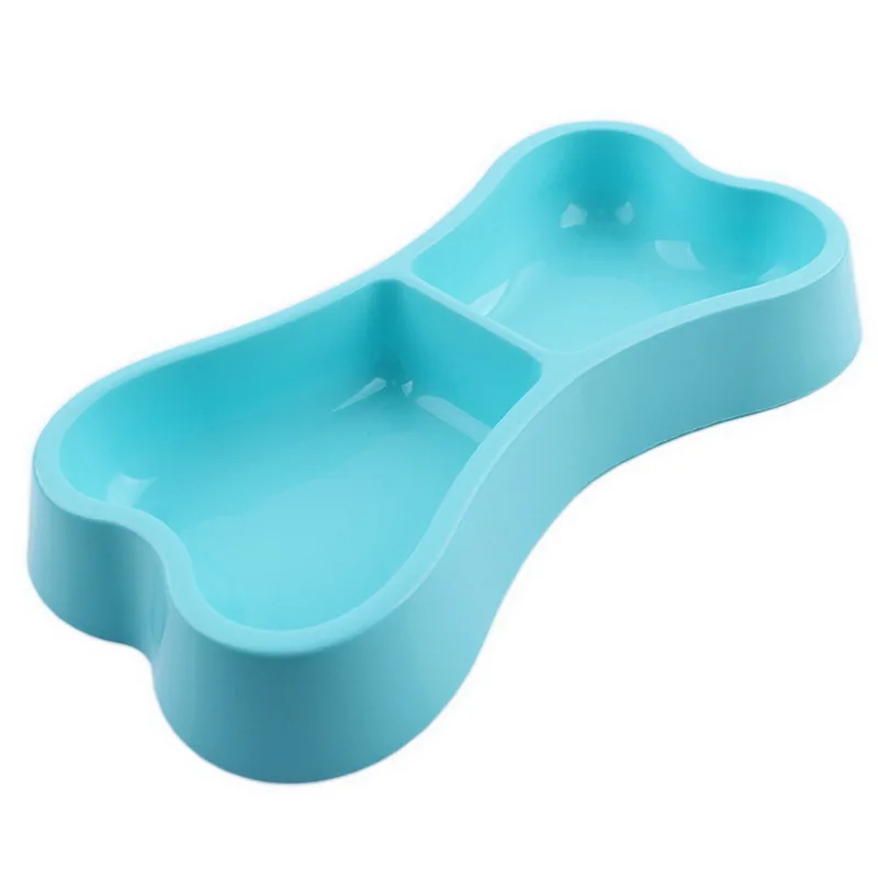 Hot Pet Puppy Bone shape Food Bowl Cat Dog Drink Water Bottle dog Plastic Dish Feeder 3 Colors | Дом и сад