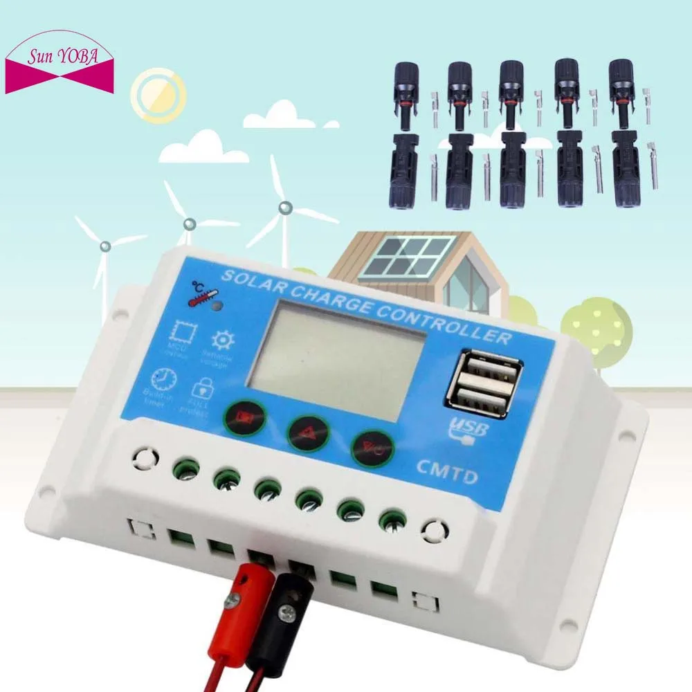10A ЖК-панель солнечной батареи регулятор заряда контроллер ШИМ двойной USB выход