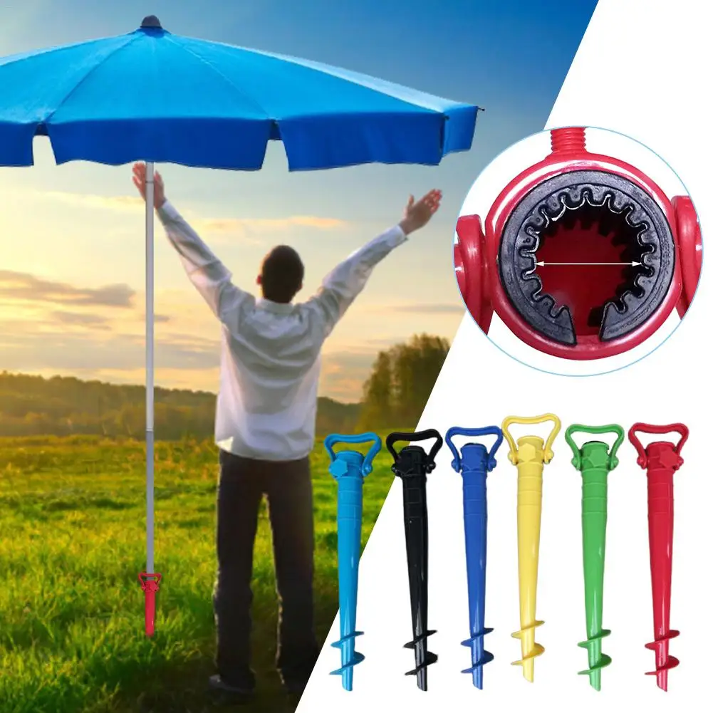 Beach Umbrella Sand Anchor, Fits All Pole Base Screw Holder Stand Portable Auger Stake Support Safe For Strong Winds Sturdy