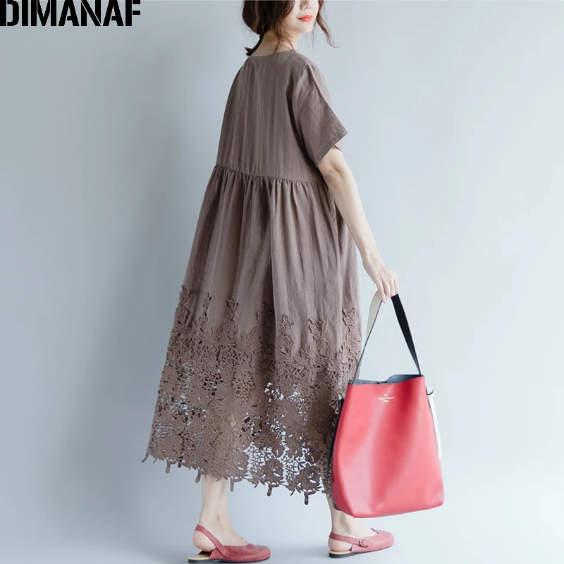 DIMANAF женское платье плюс размеры Лето Хлопок Femme Леди Элегантный Vestidos