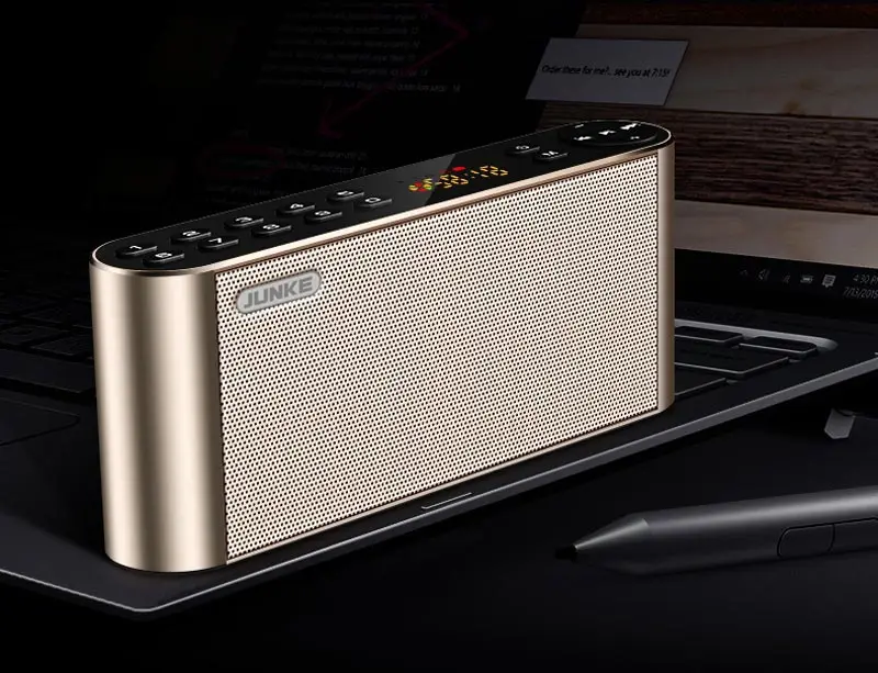 Golden JUNKE HIFI Bluetooth динамик Портативный беспроводной супер бас двойной динамик s Саундбар с микрофоном TF FM радио USB звуковая коробка колонка - Цвет: Golden