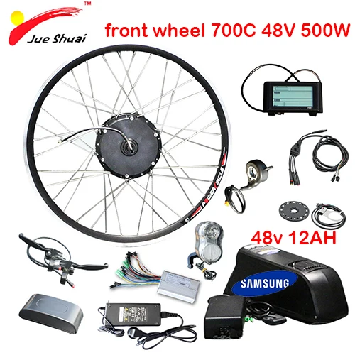 700 front 12ah 48 V 500 W комплект преобразования электрического велосипеда с литиевой батареей 48 V горный электровелосипед комплект E-Bike 2" 26" 700C/2" Мотор колеса - Цвет: 700 front 12ah