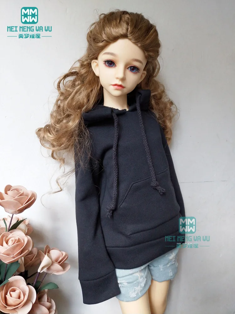 BJD аксессуары кукла одежда подходит 1/3 BJD SD кукла Мода черный свитер с капюшоном+ джинсовые шорты