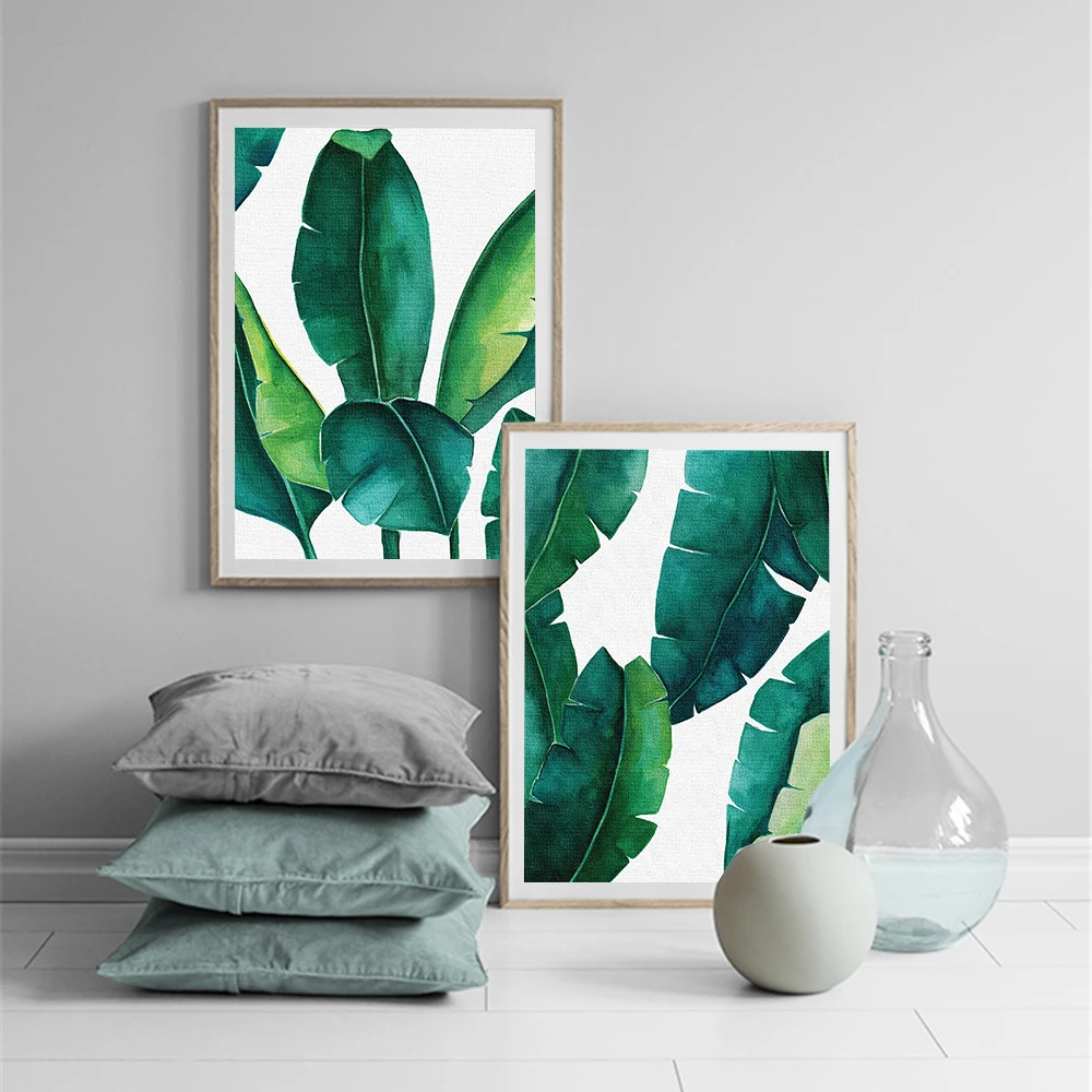 Модные Monstera плакаты и принты листовая настенная живопись холст зеленые