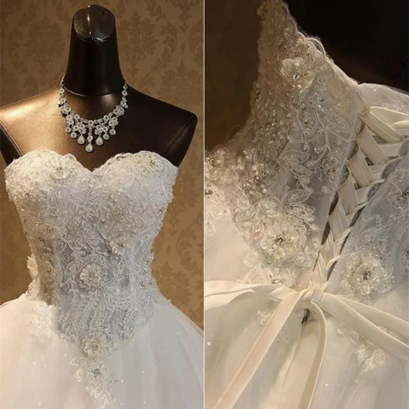 2019 Vestidos de Novia Charming Flower Appliques Princess Wedding Dress Beautiful Beading Embroidery Elegant Lace Wedding Gown