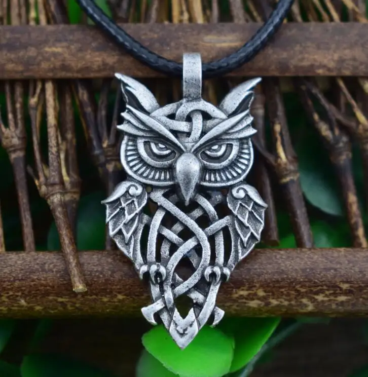 silver celtic owl SanLan, 1 шт., Прямая поставка, винтажная подвеска в виде животного, Викинг, сова, кельтский узел, Сова, ожерелье, ювелирные изделия - Окраска металла: silver celtic owl