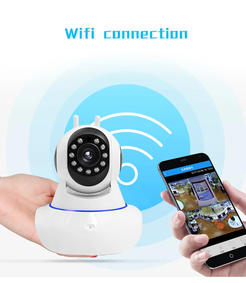 Двойной антенны Беспроводной CCTV дома Камера HD 720 P Wi-Fi IP Видеоняни и радионяни