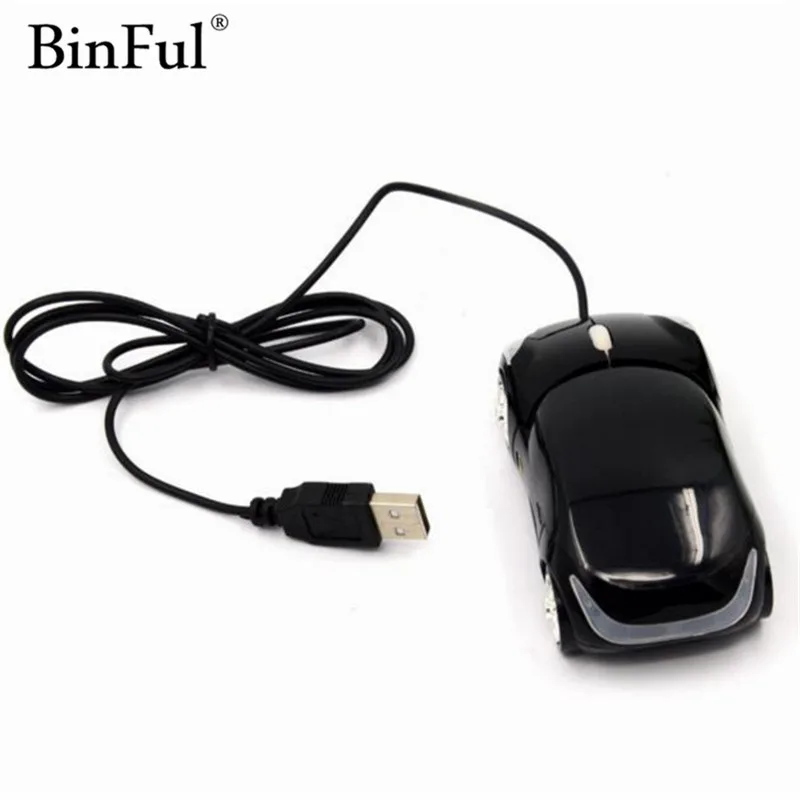 BinFul оптовая продажа модная Проводная Эргономичная 3D мышь в форме автомобиля USB