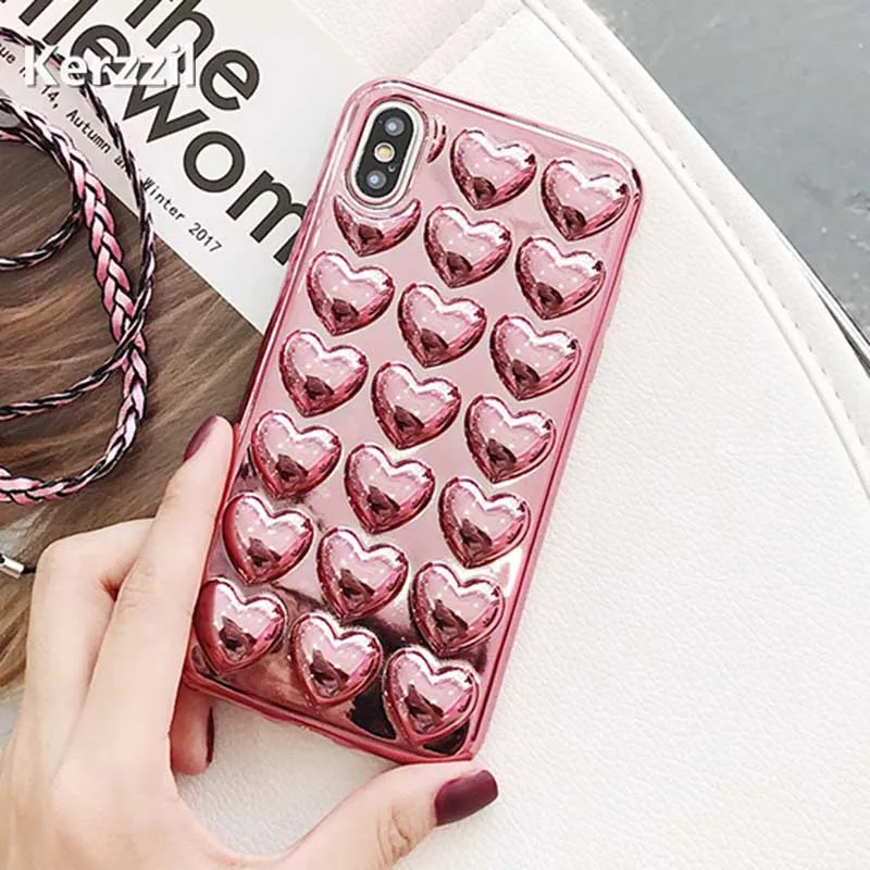 Чехол Kerzzil для iPhone X 10 мягкие Мультяшные из ТПУ чехлы с 3d-рисунком в виде сердца 7 6 6S