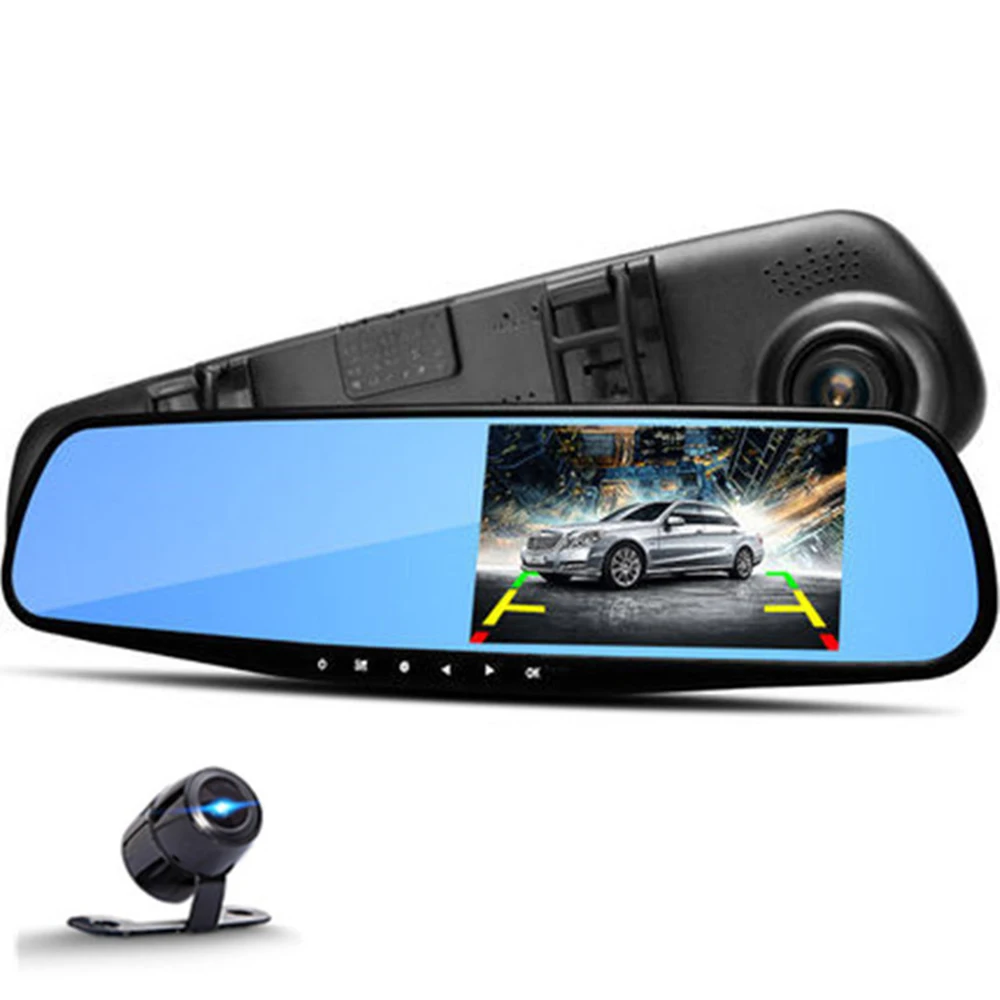 Автомобильный видеорегистратор зеркало заднего вида 4 3 дюйма Full HD 1080P|car dvr camera|dual