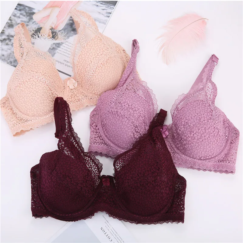 Secret Bra Sexy Underwire Bras Women Ultra Thin Lace Sheer Brassiere Soft Full Coverage Push Up Bralette Tops Big Size Underwear