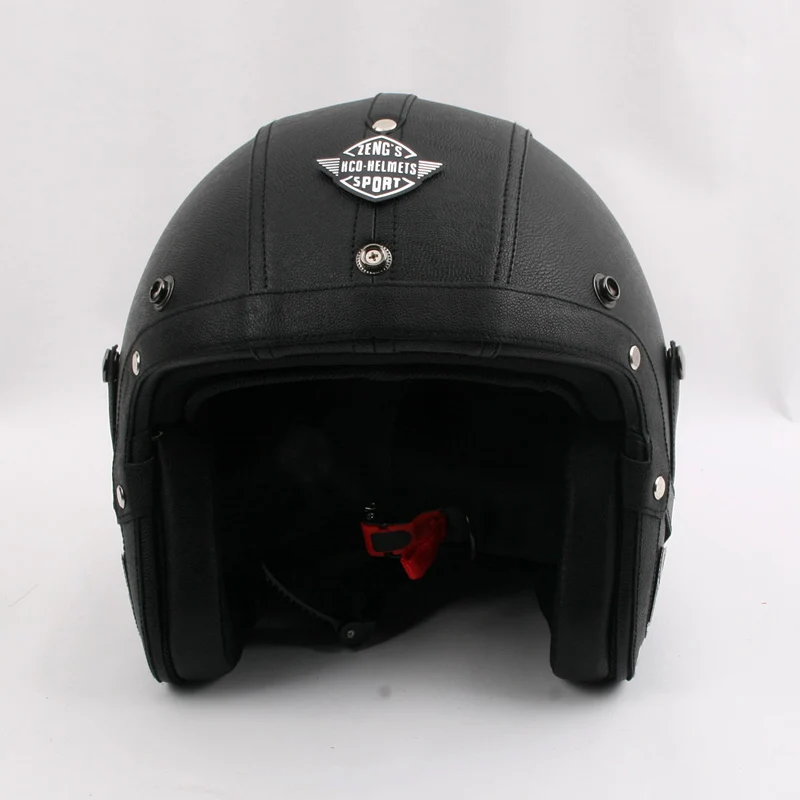 Винтажный мотоциклетный шлем ретро из искусственной кожи с открытым лицом