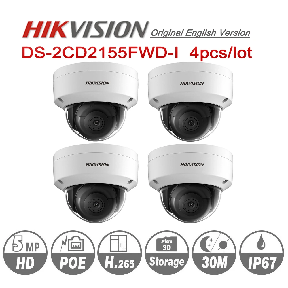 Предпродажа Hikvision Оригинальная английская DS 2CD2155FWD I ip камера видеонаблюдения 5MP IR