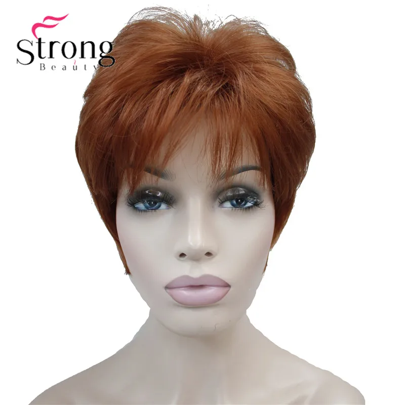 StrongBeauty короткий слоистый блонд лохматый Классический колпачок полный синтетический парик выбор цвета