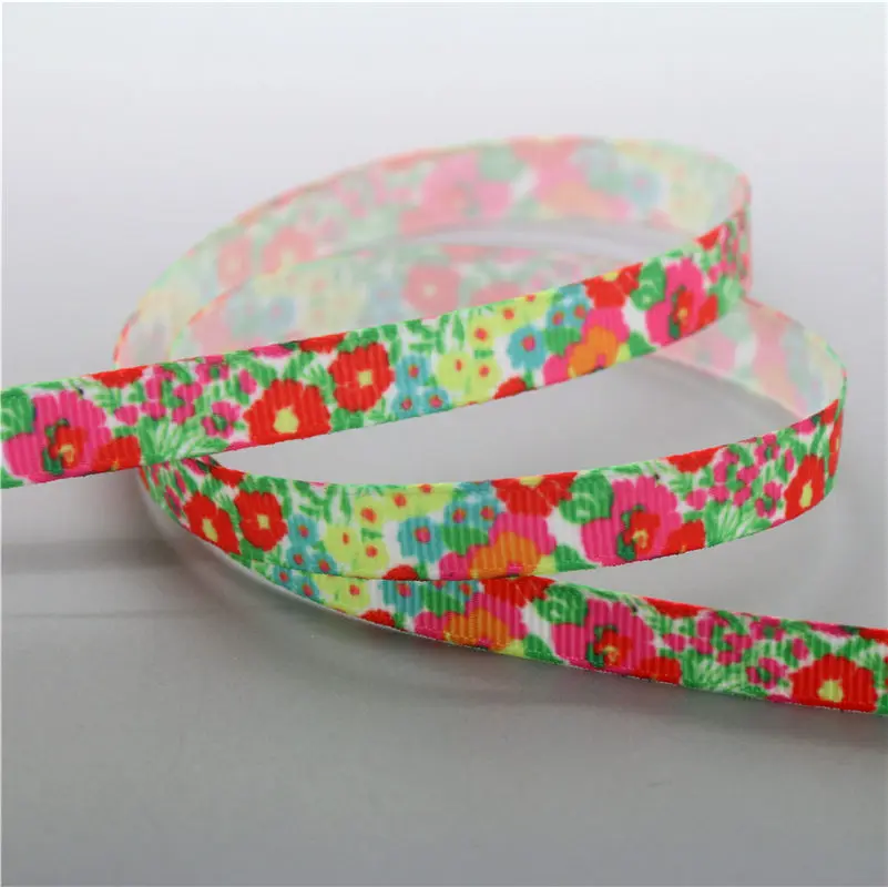 DHK 3/8 ''10 ярдов цветы напечатанные ленты аксессуар hairbow головной убор DIY украшения OEM 9 мм B1790