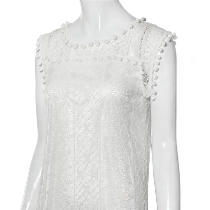 Платье повседневное кружевное без рукавов пляжное женское платье винтажное с