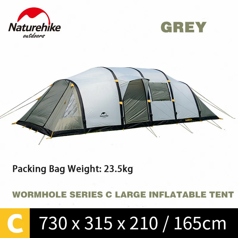 8-10 Persons-Grey Naturehike червоточина серии палатка для кемпинга 3-8 человек семейная палатка дышащая водонепроницаемая надувная палатка для путешествий - Цвет: 8-10 Persons-Grey