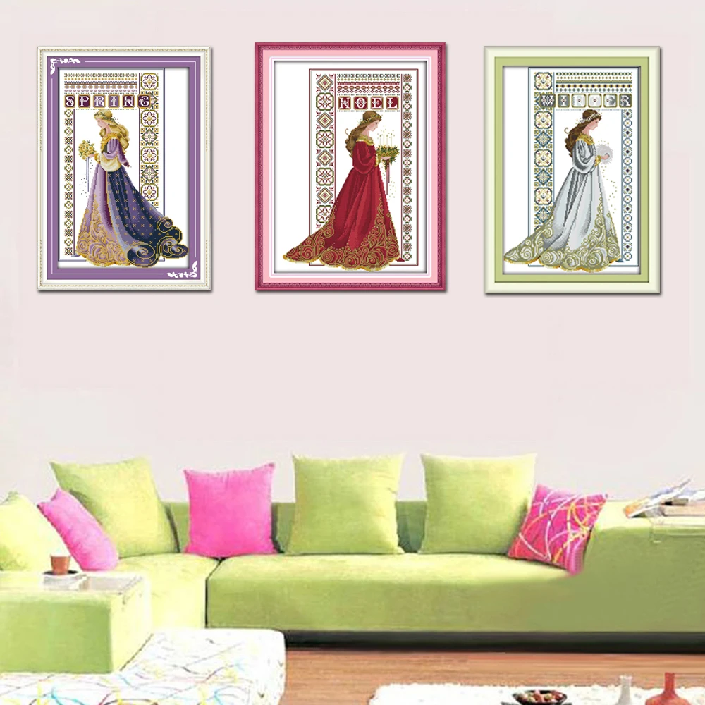 Joy Sunday Красивая вышивка крестиком R864R884R885(2) 14CT 11CT подсчитанный и отпечатанный