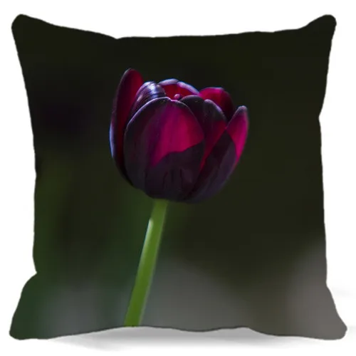 

Black Purple Tulips Flowers Pillow Case Chair Waist Square Cotton Polyester Pillow Cover Home Textile Living