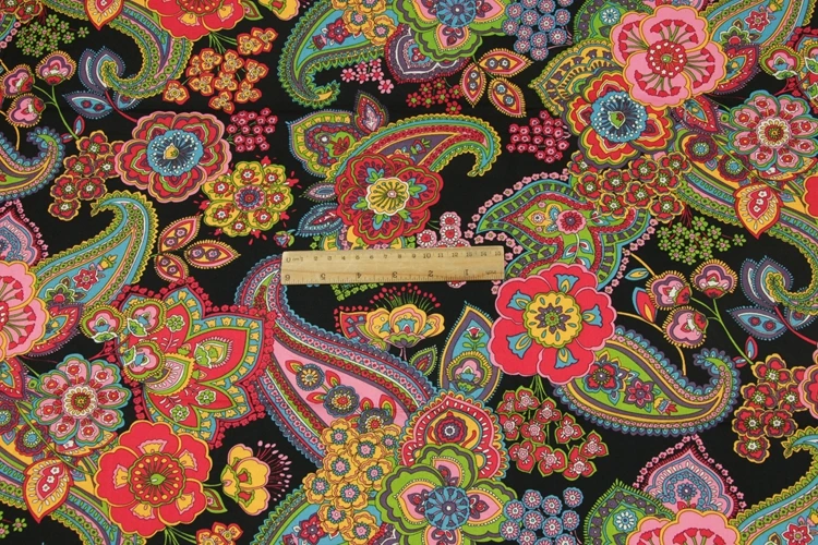 1 метр хлопок ткань большой цветок печати ручной работы DIY одежды платье детская одежда хлопок T460A