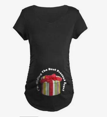 Box Black Tee Одежда для беременных; футболки с мультяшным принтом; топы для беременных; футболки для беременных женщин; Рождественская Одежда для беременных; большие размеры - Цвет: Box Black Tee
