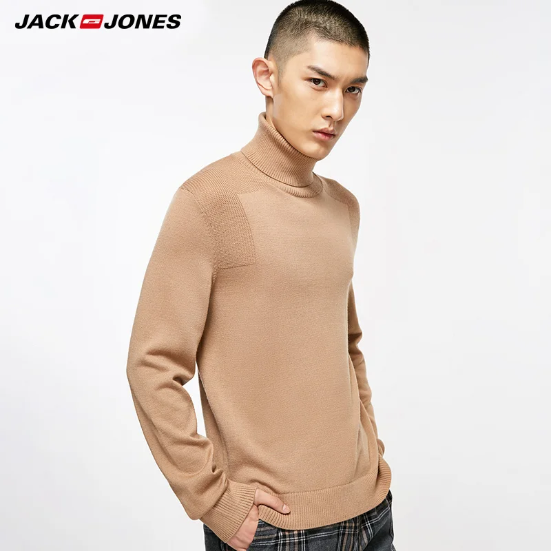 JackJones осень зима мужские тонкие Вязанные шерстяные свитера с высоким воротом |