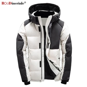 Зимняя мужская пуховая куртка высокого качества, Повседневная утепленная куртка на белом утином пуху, Мужская стеганая теплая куртка с капюшоном 2020 BOoDinerinle