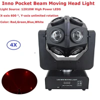 4xlot led moving head lights beam 12x10w high power rgbw 4in1 color mixing 1315 dmx channel stage dj disco lighting equipments