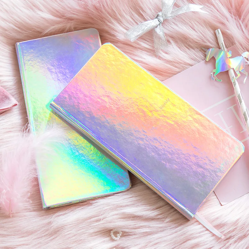 

Laser Colorful A6 Grid Notebook Journal Portable Dialy Weekly Planner Notebook Colorful Dream Diary Agenda Notepad Stationery