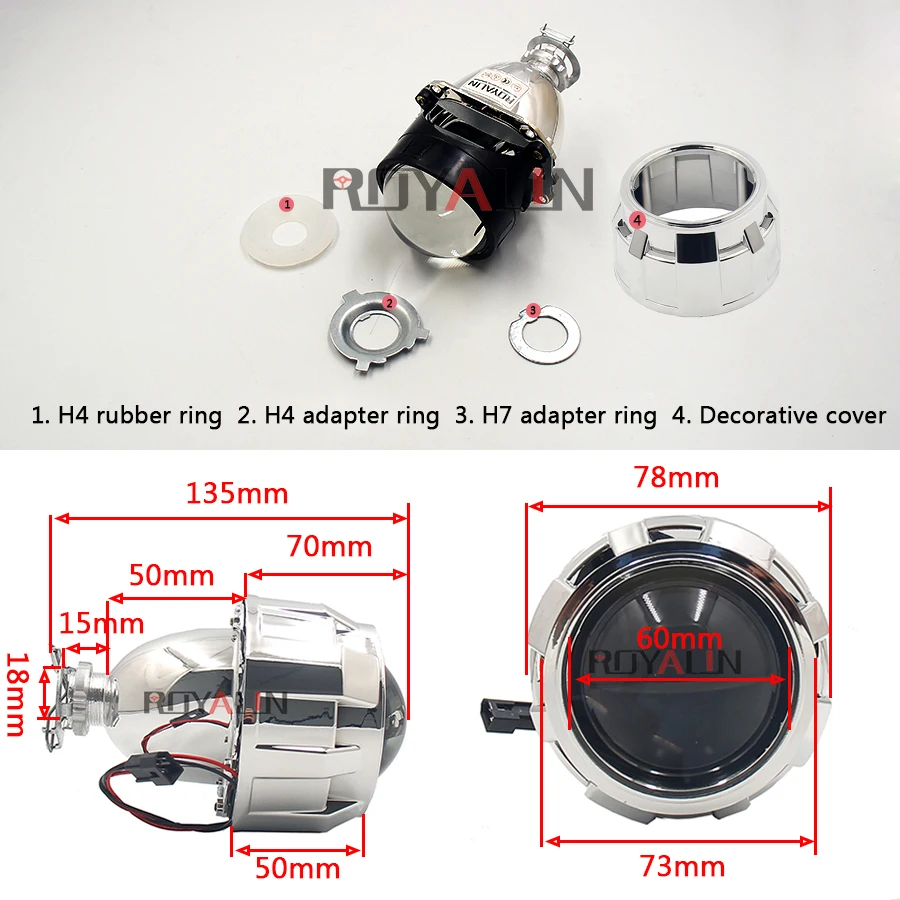 ROYALIN новейшие линзы 2,5 ''Bi-xenon HID H1 проектор Объектив LHD VER 8,1 для H1 H4 H7 авто освещение модифицированное авто-Стайлинг использование лампы H1