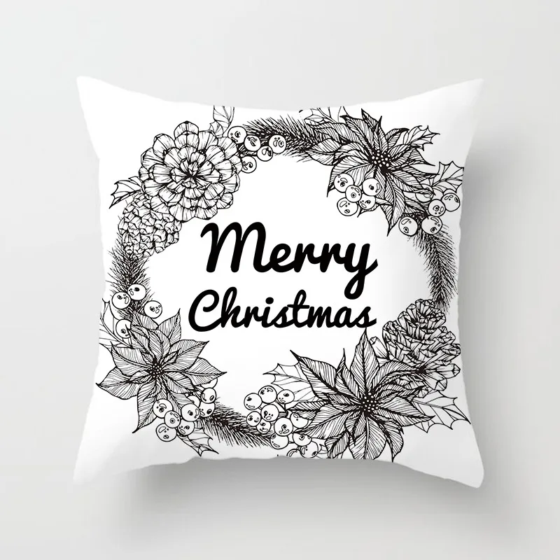 PC04451 Fuwatacchi Merry Christmas наволочка Черный Белый Красный мультфильм олень Звезда Подушка со снежным узором чехол домашний диван декоративная наволочка - Цвет: PC04451