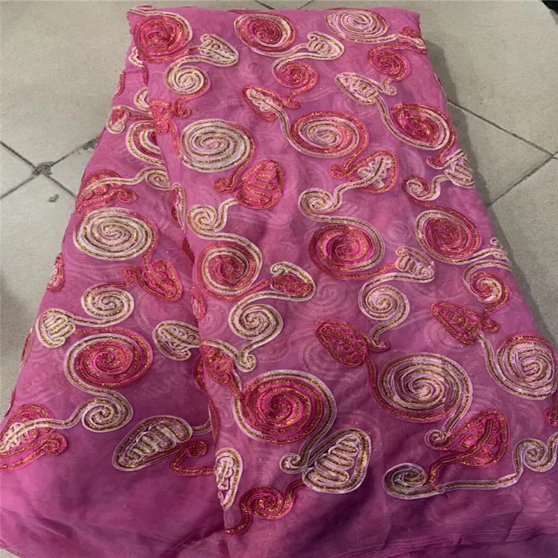 Кружевная ткань с блестками желто-розовый цвет высокое качество африканская