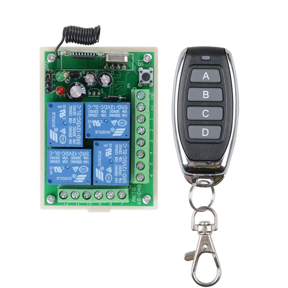 DC12V 10A 4 канальный РЧ Беспроводной дистанционного Управление переключатель/Радио Управление со светодиодным переключателем Системы приемник и передатчик