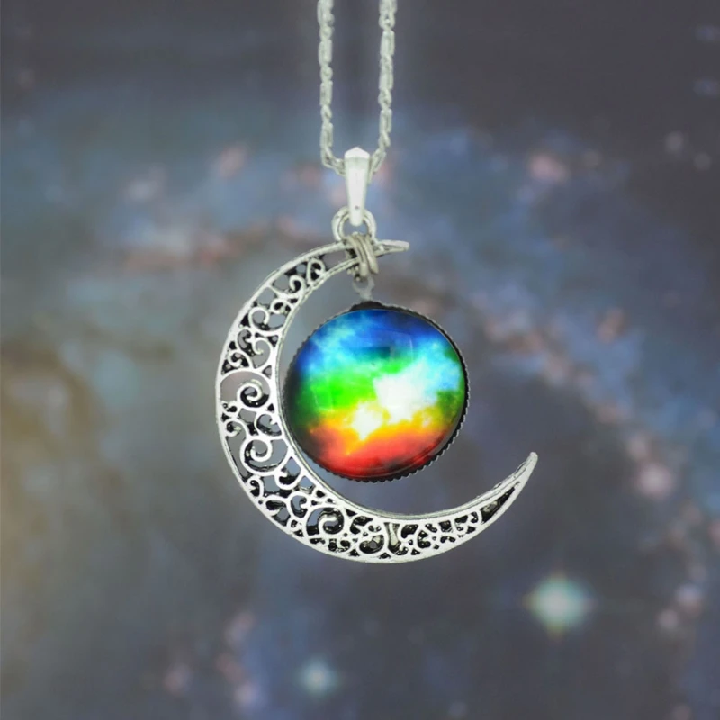as the picture Автомобиль украшения в виде кристаллов Cosmic Star Moon время драгоценный камень кулон Цепочки и ожерелья высокого класса Игристые Свадебные украшения - Название цвета: as the picture