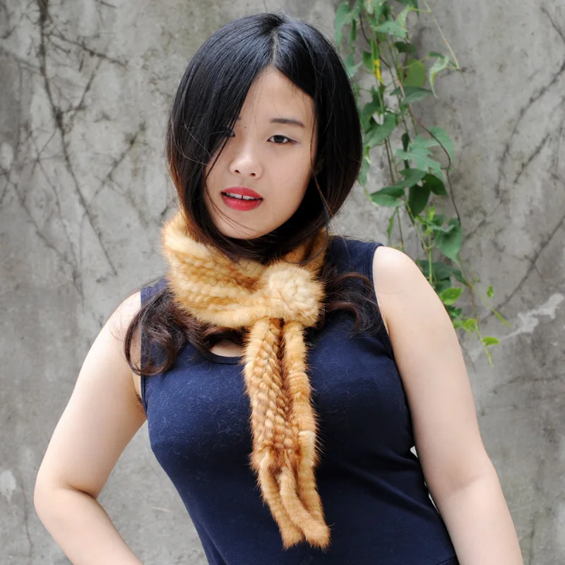 CX-S-70M вязаный норковый шарф Для женщин мех норки маленький для девочек |