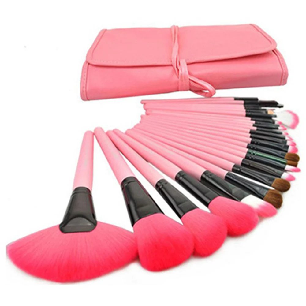 24 pcs Профессиональный 12/24 шт. кисти для макияжа набор кистей с порошок мешка тени для век Кисточка для макияжа губ набор косметических инструментов кисти для макияжа - Handle Color: 24 pcs