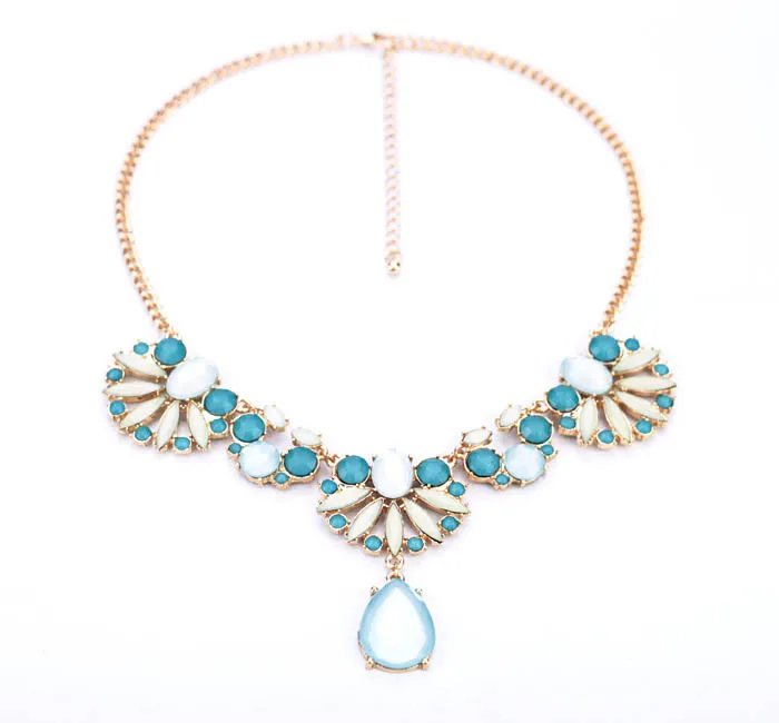 Light Blue Floral Waterdrop Necklace Online Shopping India Women Collier Fashion Wholesale | Украшения и аксессуары