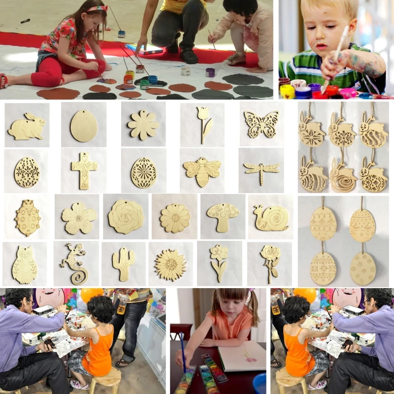 10pcs Tulip Wooden Easter Christmas Tree Hanging Decor Home Party Xmas Ornament | Дом и сад