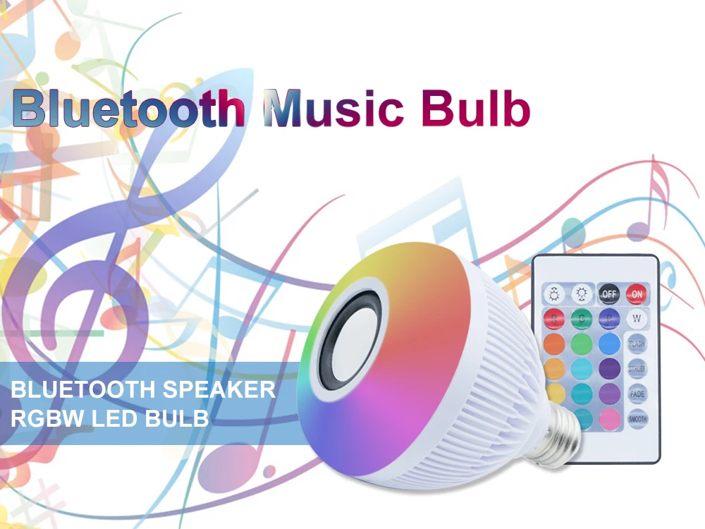 Смарт E27 Bluetooth динамик светодиодный лампочка RGBW 12 Вт с 24 клавишами дистанционного управления воспроизведение музыки беспроводной RGB светодиодный светильник AC100-240V