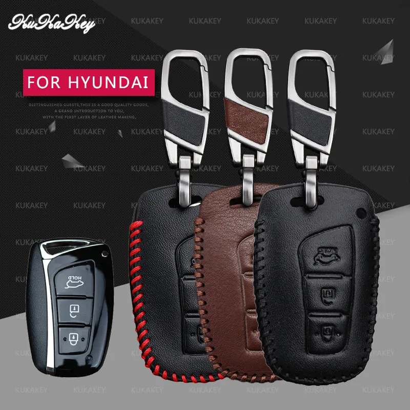 Чехол для автомобильного ключа из натуральной кожи Hyundai Fob IX45 Santa Fe Tucson