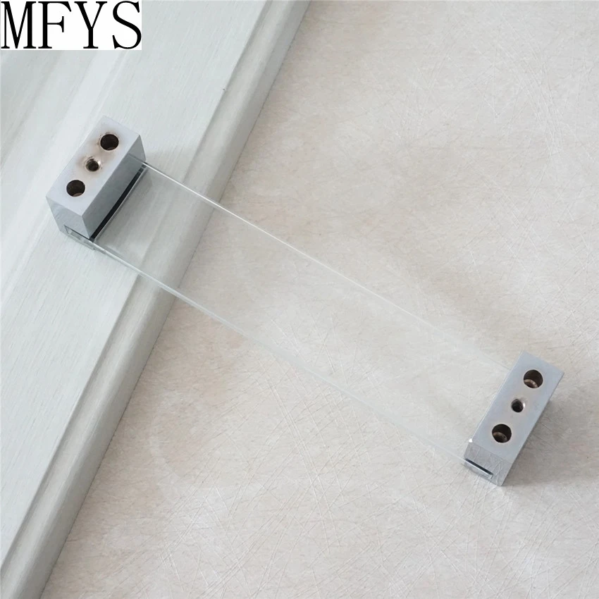 

6.3" Glass Kitchen Cabinet Door Handles Dresser Drawer Pull Handles Silver Chrome Pulls Furniture Handle Modern Clear Hardware